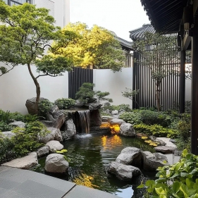 数十个中式庭院假山水池景观案例分享——自建房别墅农村乡村庭院子私家花园景观绿化翻